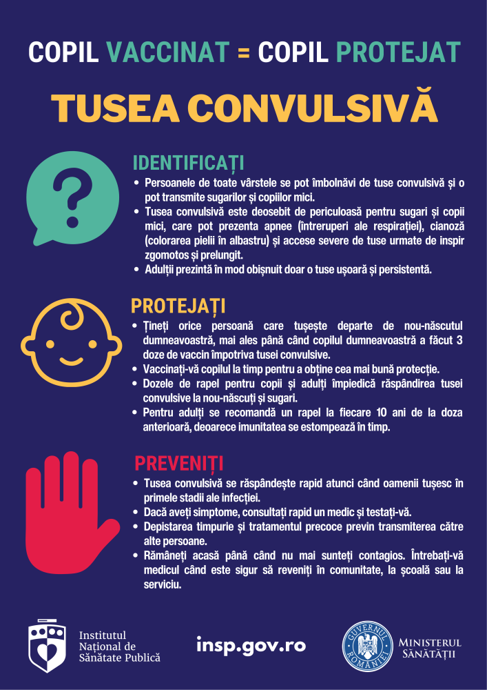 Campania Națională de Promovare a Vaccinării, martie - aprilie 2026 - informații despre Tusea convulsivă
