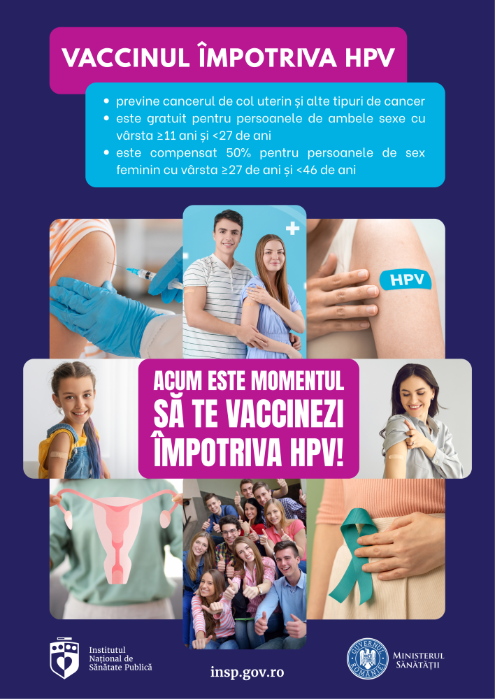 Campania Națională de Promovare a Vaccinării, martie - aprilie 2026 - informații despre HPV (Human Papilloma Virus sau Virusul Papiloma Uman)