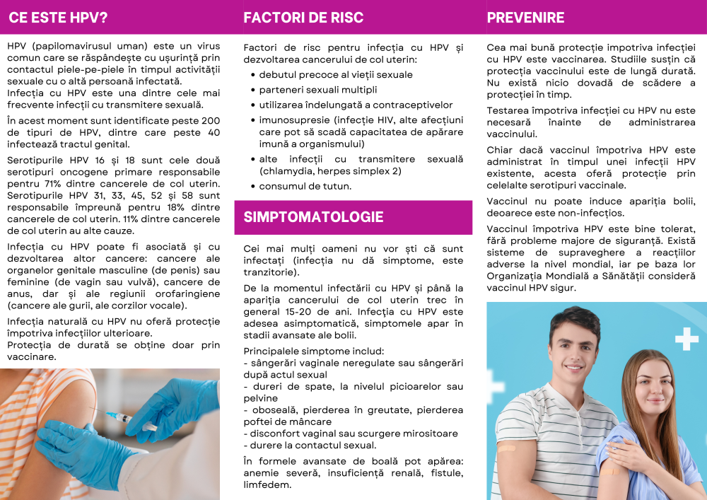 Campania Națională de Promovare a Vaccinării, martie - aprilie 2026 - informații despre HPV (Human Papilloma Virus sau Virusul Papiloma Uman)