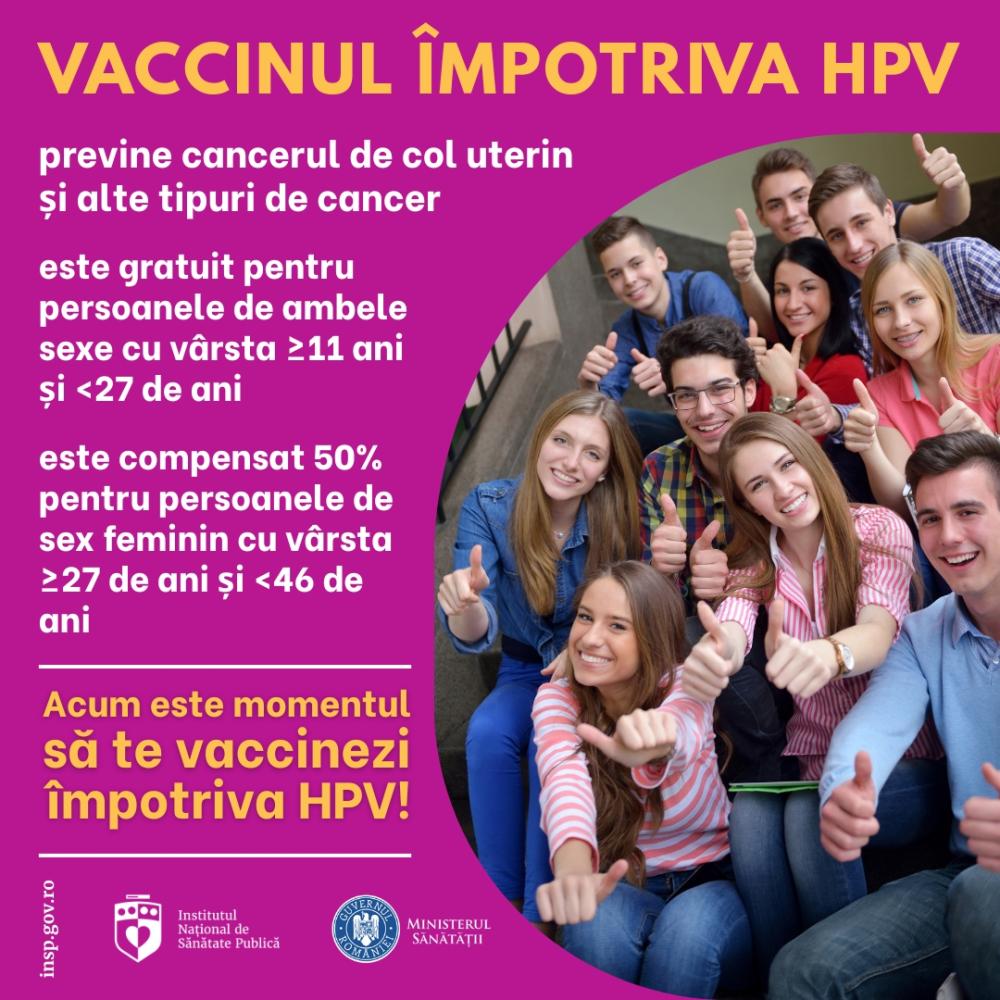 Campania Națională de Promovare a Vaccinării, martie - aprilie 2026 - informații despre HPV (Human Papilloma Virus sau Virusul Papiloma Uman)